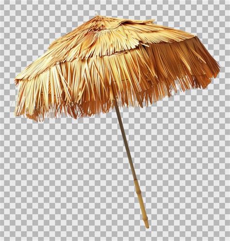 Straw Beach Umbrella On Isolated Transparent Background Premium Ai