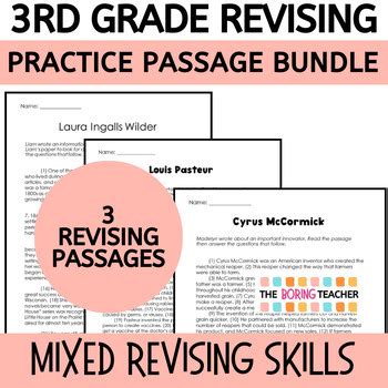 3rd Grade STAAR Revising Practice BUNDLE By The Boring Teacher TPT