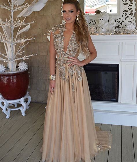 Champagne Chiffon Prom Dresses