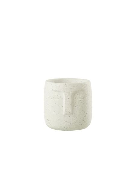 Cache Pot Visage Blanc En Ciment La Madeleine Deco