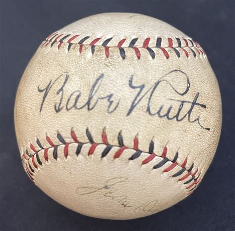 Lot Detail Exceptional Babe Ruth Lou Gehrig Signed Ball From Barnstorming Tour At Kinsley