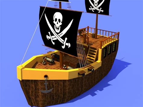 Low Poly Pirate Ship Free 3D Model 3ds Sldprt Free3D