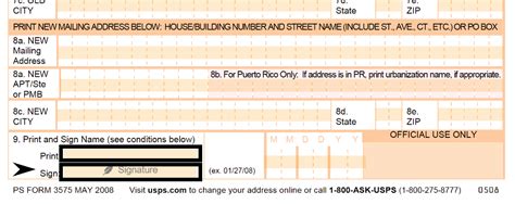 Ps Form Fillable Printable Usps Change Of Address Form