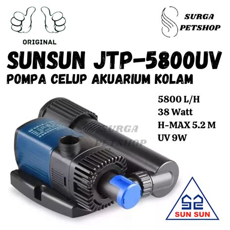 Sunsun Jtp Uv Pompa Air Celup Plus Lampu Uv Akuarium Kolam Ikan