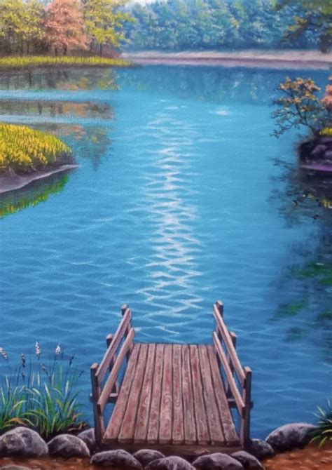 Blue River Landscape Natural Scenery Hand Canvas Original Oil - Etsy