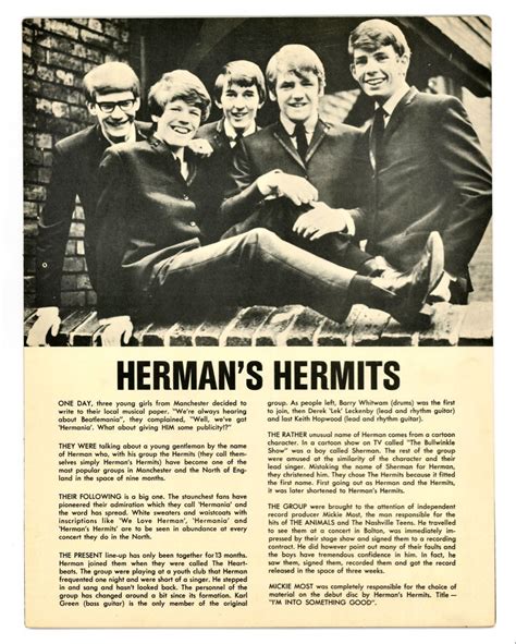 The second page of booklet: - 3. Herman’s Hermits, Peter Noone, Vaudevillian, Unusual Names ...