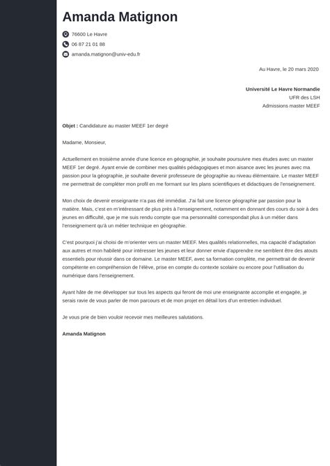 Exemple De Lettre De Motivation Master Meef Enseignement