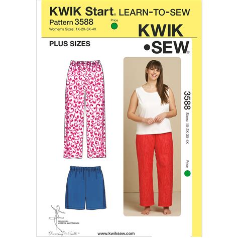 Kwik Sew Pattern Sleep Pants And Shorts 1x 2x 3x 4x