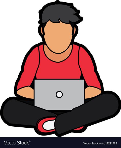 Boy with laptop design Royalty Free Vector Image