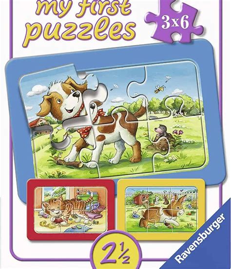 Ravensburger Kinderpuzzle 07062 Meine Tierfreunde 3x6 Teile für 9