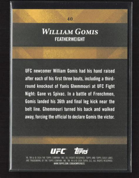 William Gomis 2024 Topps Gold Label UFC RC 30 99 Blue Sup11 EBay