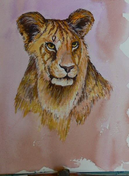 Painting A Young Lion In Gouache Gerrys Paintbrush