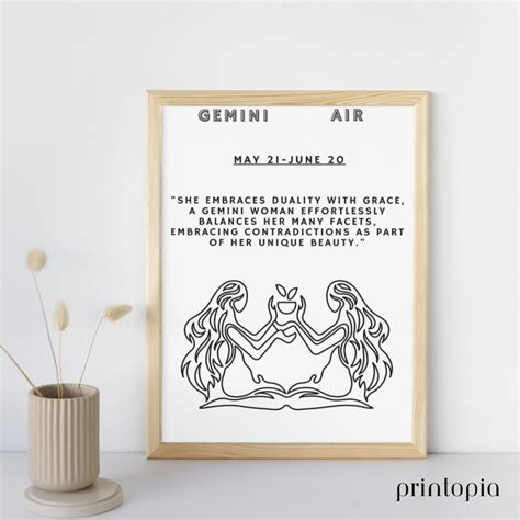 Gemini Air Sign Digital Astrology Zodiac Women Empowerment Art - Etsy