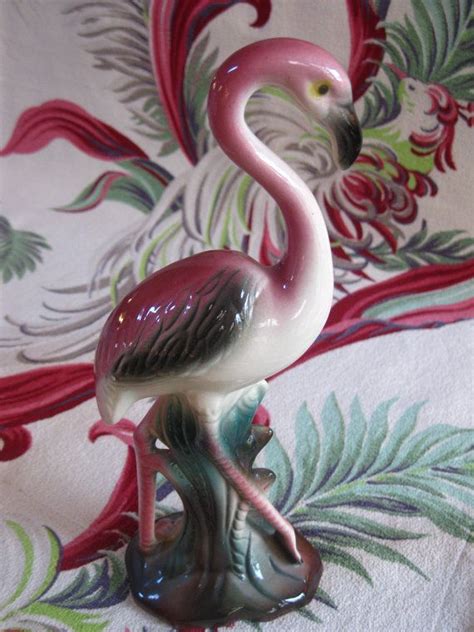 Vintage Flamingo Figurine 1940s 1950s Pink Green Black Ivory Etsy