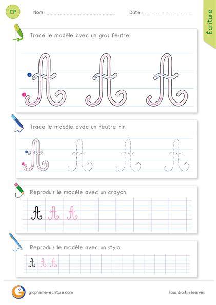 Apprendre à écrire La Lettre A Majuscule En Cursive