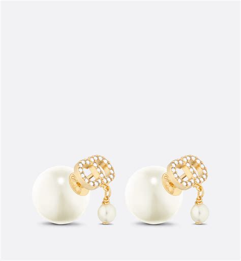 Dior Tribales Earring Gold Finish Metal With White Resin Pearls And Silver Tone Crystals Dior Au