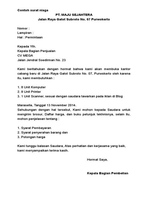 Contoh Surat Niaga Dan Resmi