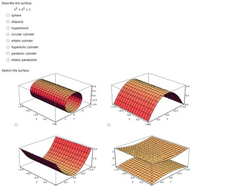 SOLVED Describe The Surface X 2 22 1 Sphere Ellipsoid Hyperboloid