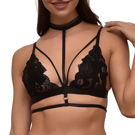 EHQJNJ Red Lingerie Teddy Dress Women Lace Up Bra Black Cutout