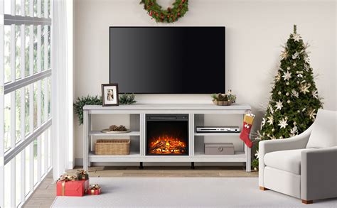 Amazon WAMPAT Electric Fireplace TV Stand For 75 Inch TV White TV