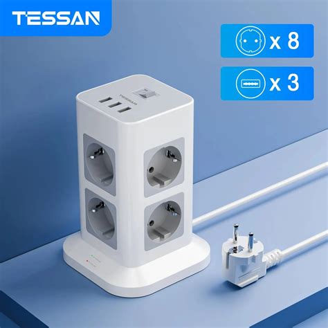 Tessan Multiprise Tour Multiprise Avec Usb C Ble D Extension De M