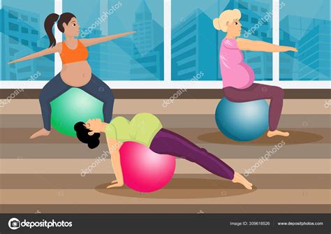 Pilates Prenatales Clase Plana Vector Ilustraci N Vector Gr Fico