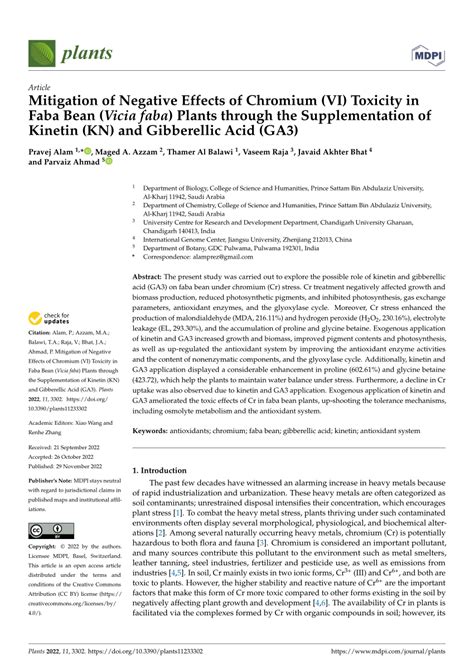 Pdf Mitigation Of Negative Effects Of Chromium Vi Toxicity In Faba