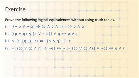 Logical Equivalence Laws Of Logic Ppt