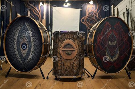 Custom Drum Skins with Unique Designs Stock Illustration - Illustration ...