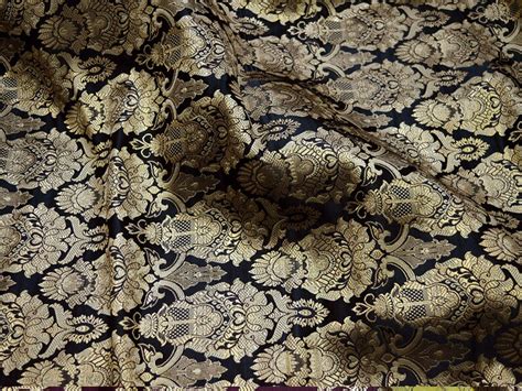 Crafting Black Brocade Fabric By The Yard Jacket Banarasi Etsy