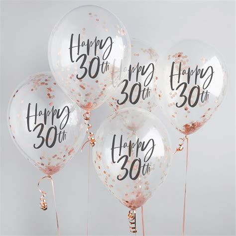 Happy 30th Rose Gold Confetti Balloons 30th Birthday Balloons Rose Gold