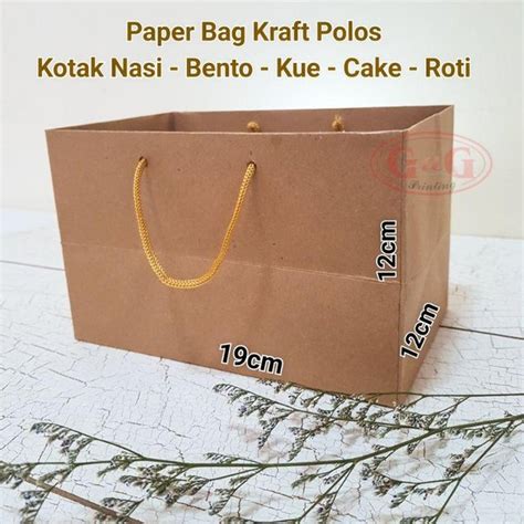 Jual Unik Pcs Paper Bag Kraft Polos Box Nasi Paper Bag Kue Cake Roti