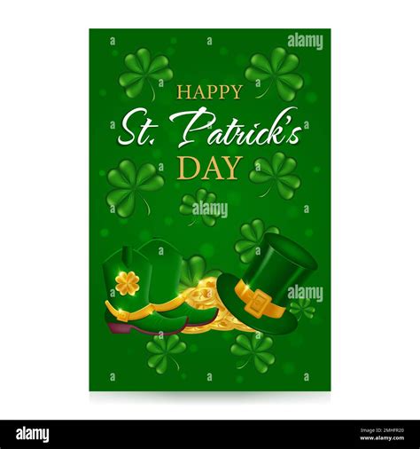 St Patricks Day Card With Wealth Gold Coins Leprechaun Hat