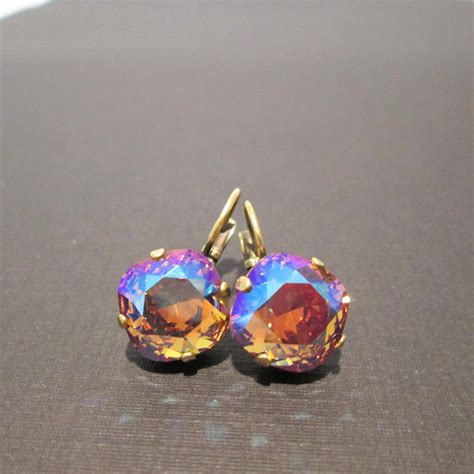 Swarovski Light Colorado Topaz Shimmer Earringstopaz Shimmer Etsy