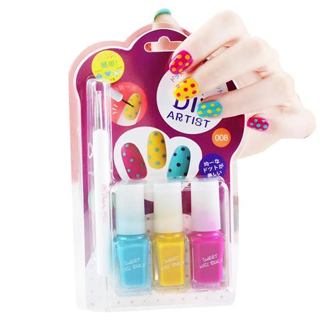 BK cute kids sexy sweet color nail art kit designs white red blue mini ...