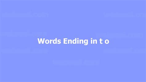 Words Ending In T O T Ile Biten Kelimeler