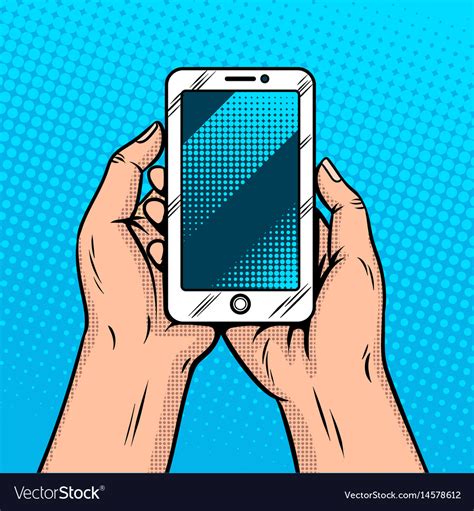 Smart Phone In Hands Comic Book Style Royalty Free Vector