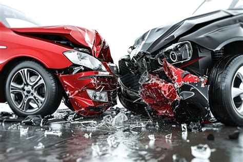 Car Accident Frontal Crash Of Two Cars Closeup Premium Ai Generated Image