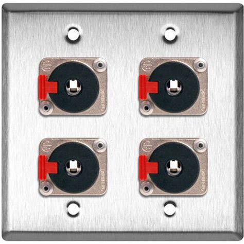 TecNec 2 Gang Stainless Steel Wall Plate With 4 Neutrik WPL 2106