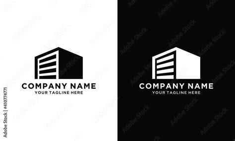 Modern black logo design with gradient, house with car garage. Stock ...