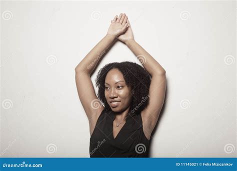 Woman Posing With Her Arms Above Her Head Stock Image Image Of