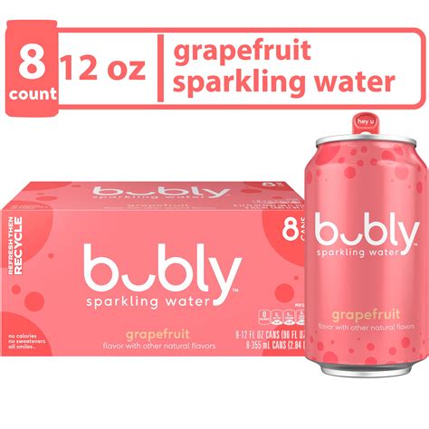 Bubly Carbonated Grapefruit Sparkling Water Drink 12 Fl Oz 8 Pack