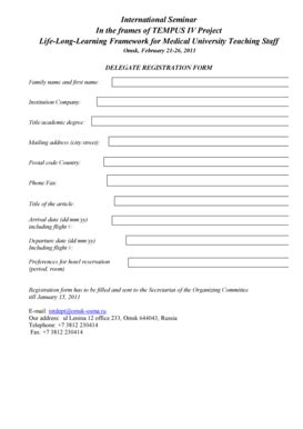 Fillable Online Registration Form TEMPUS IV Fax Email Print PdfFiller