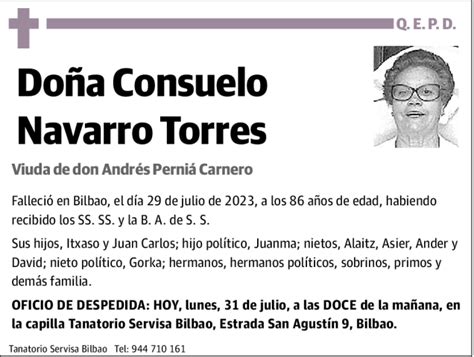 Consuelo Navarro Torres Esquela Necrol Gica El Correo