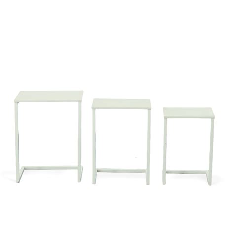 Carolina Cottage Addison Nesting Tables 3 Piece Modern White Asian