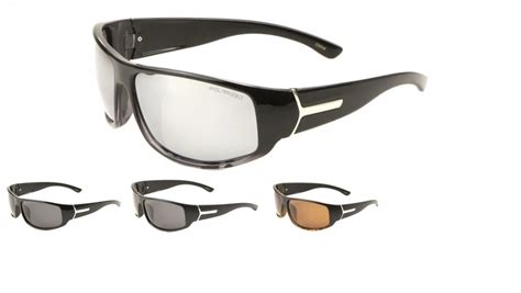 Polarized Sport Wrap Sunglasses with Metal Accent