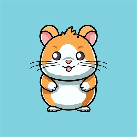 Cute kawaii hamster drawing, funny cartoon pet vector 25376171 Vector ...