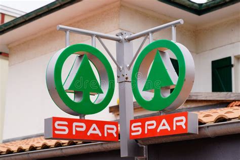 Spar Sign Text And Facade Logo Brand On Facade Store Supermarket Local