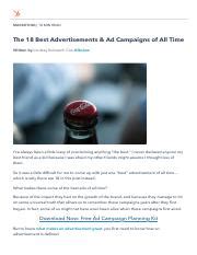 The 18 Best Advertisements Ad Campaigns Of All Time Pdf MARKETING