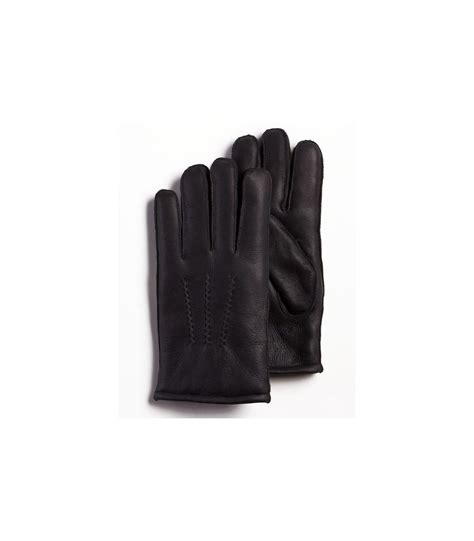 Black Napa Leather Sheepskin Gloves for Men: Sheepskin Town